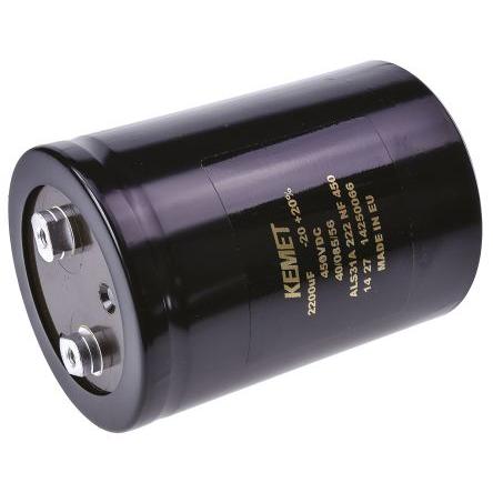 Kondenzátor, řada: ALS31 2200 μF ±20 % 59mΩ ALS31A222NF450 450V dc, Šroubová svorka KEMET