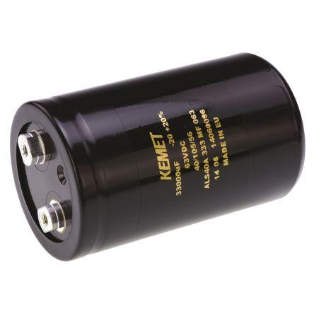 Kondenzátor, řada: ALS40 33000 μF ±20 % 8mΩ ALS40A333MF063 63V dc, Šroubová svorka KEMET