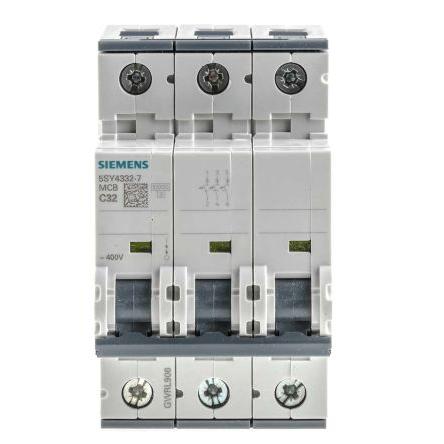 Siemens Miniaturní jistič, rozsah: 5SY4 3pólový 32A vypínací výkon 10 kA, charakteristika: Typ C, rozsah: SENTRON 440V