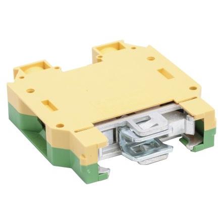 RS PRO Zemnicí svorkovnice, počet cest: 2, 10AWG, 2 AWG, délka: 63 mm Lišta DIN 35mm² barva Zelená, Žlutá Šroubová,
