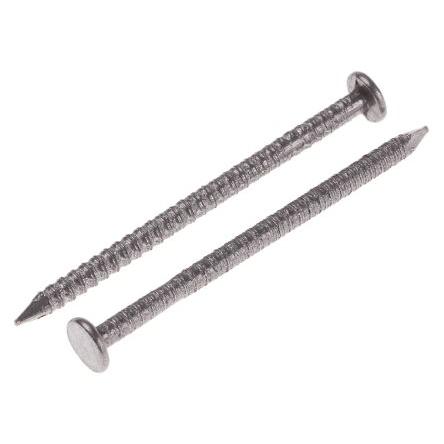 RS PRO Hřebíky s vroubkovaným dříkem, délka: 50 mm, Světlý, Ocel Vroubkovaný dřík 2.65 mm 500 g