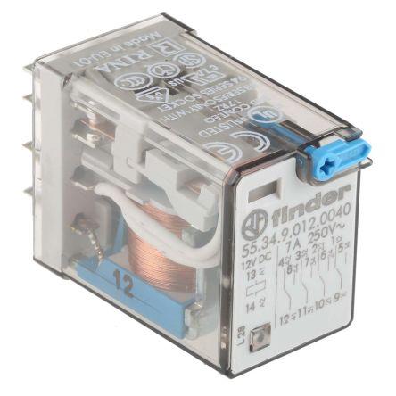 Finder Relé 4PDT 7A 12V dc 55