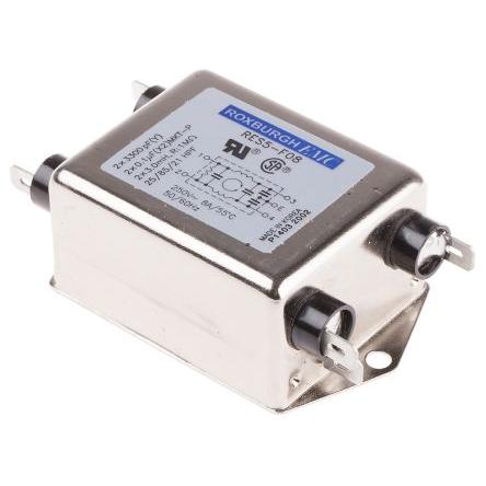 Filtr RFI, řada: RS PRO, 100 nF, 250V ac/dc, 50Hz, 60 Hz, Montáž na rám 3 mH, Fast-On, 8 A, počet fází: 1, 500 μA, RS