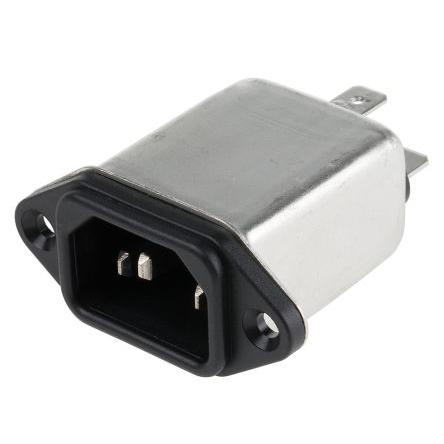 RS PRO Filtr IEC 3A Vnější, Montáž do panelu, 250V ac, 50Hz, 60 Hz Faston, 70 °C, -40 °C
