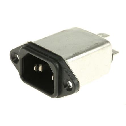 RS PRO Filtr IEC 6A Vnější, Montáž do panelu, 250V ac, 50Hz, 60 Hz Faston, 85 °C, -25 °C