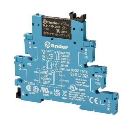 Finder Elektromechanické relé rozhraní 24V dc SPDT Lišta DIN 38 10.4mA