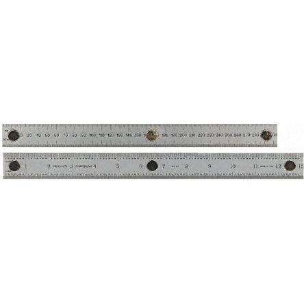 Pravítko, délka: 300 mm Imperiální, Metrické šířka 29mm Matný chrom, Nerezová ocel RS PRO