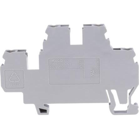 WAGO Svorkovnice 870-501, řada: 870, 500V Šedá 2.5mm² 2 Klecová svorka
