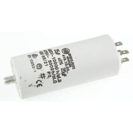 Vrstvové kondenzátory, řada: 4.16.10 25 μF ±5 % 450V ac, Montáž šroubem 0.7 mm Ducati Energia