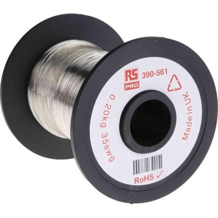 Měděný drát, prameny vodičů: 1 x 0.20 mm Cín, vnější průměr: 0.21 mm OD RS PRO 717 m