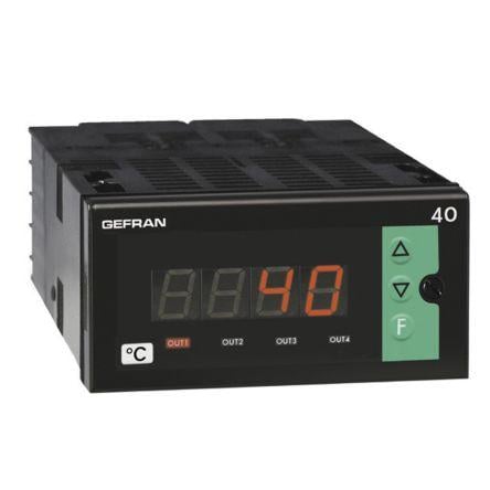 Gefran Indikátor teploty, řada: 40T96 Přední montáž, Panel, 50 °C, 0 °C 1, počet výstupů: 3, výstup: Relé 240V ac, typ