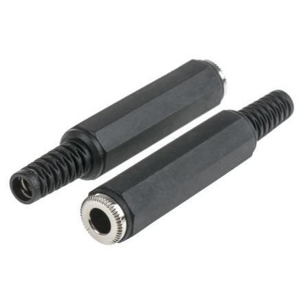 RS PRO Konektor jack, Kabel, Stereo Vnitřní, 6.35 mm 3 barva Černá, orientace těla: Rovný, materiál kontaktu: Mosaz,