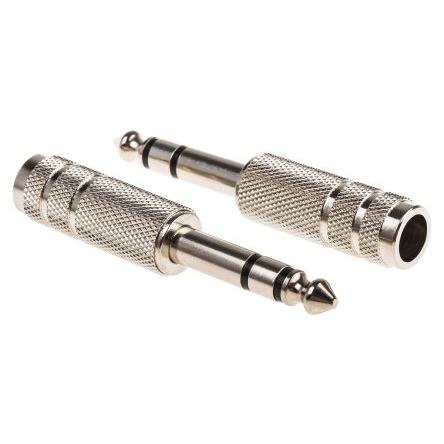 RS PRO Konektor jack, Kabel, Stereo Vnější, 6.35 mm 3 barva Přírodní, orientace těla: Rovný, materiál kontaktu: Mosaz,