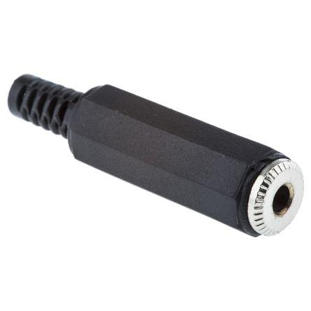 RS PRO Konektor jack, Kabel, Monofonní Vnitřní, 3.5 mm 2 barva Černá, orientace těla: Rovný, materiál kontaktu: Mosaz,