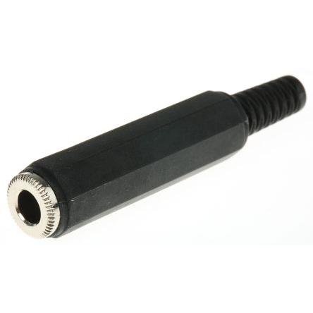 RS PRO Konektor jack, Kabel, Monofonní, Pájecí Vnitřní, 6.35 mm 2 barva Černá, orientace těla: Rovný, materiál kontaktu: