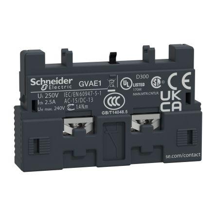 Schneider Electric Pomocný kontakt 1 NO/1 NC 2 Přední montáž, rozsah: GVAE s Šroubová svorka 2.5 A 60 V dc, 240V ac