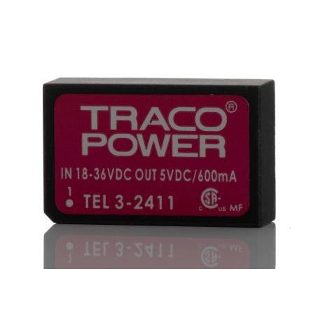 TRACOPOWER Měnič DC/DC TEL 3, výstup: 5V dc 1.5 kV dc, Vin 36V dc 600 mA, Vin 18V 3 W -40 °C 80 °C Montáž na plošný spoj