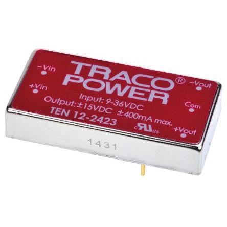 TRACOPOWER Měnič DC/DC TEN 12, výstup: 15V dc 1.5 kV dc, Vin 36V dc 400 mA, Vin 9V 12 W -40 °C 85 °C Montáž na plošný
