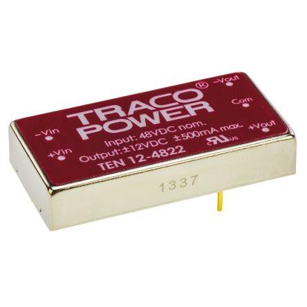 TRACOPOWER Měnič DC/DC TEN 12, výstup: 12V dc 1.5 kV dc, Vin 75V dc 500 mA, Vin 18V 12 W -40 °C 85 °C Montáž na plošný