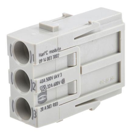 HARTING Modul napájecího konektoru pro vysoké zatížení 40A Vnější HAN Modular 3