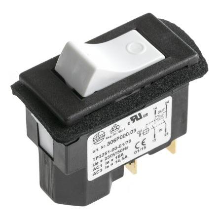 EICHOFF Kolébkový spínač IP54 Zap-vyp DPST Panel Zap-vyp 16A