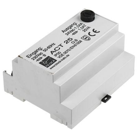 Block Transformátor na lištu DIN 25 VA, primární napětí: 230 V ac, sekundární napětí: 24 V ac, počet výstupů: 1, Panel