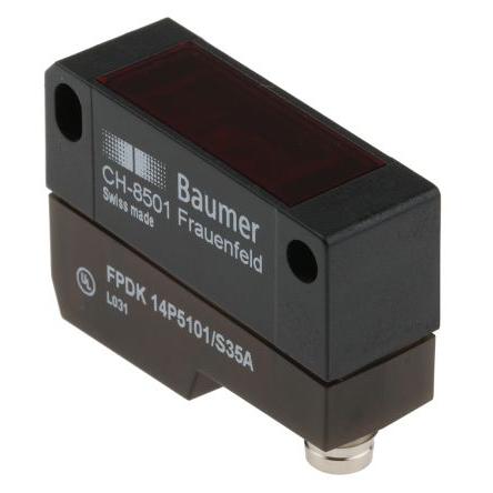Baumer Fotoelektrický snímač, řada: FPDK 14P LED Blok 4kolíkový M8, výstup: PnP Retroreflexní IP67
