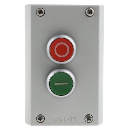 Eaton Zapouzdřené tlačítko Okamžité, řada: RMQ Titan M22 IP67 2 NO/2 NC Červená, Zelená Plastové, počet výřezů: 2 O/I