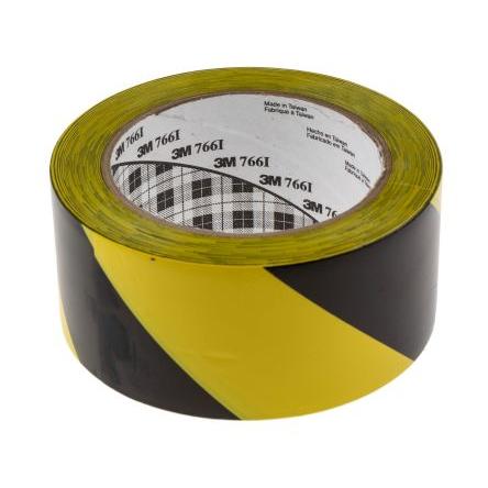 Páska pro vyznačení průchodu Pryž, Černá, Žlutá Vinyl 0.13 mm 50mm, délka: 33 m Scotch 766 3M