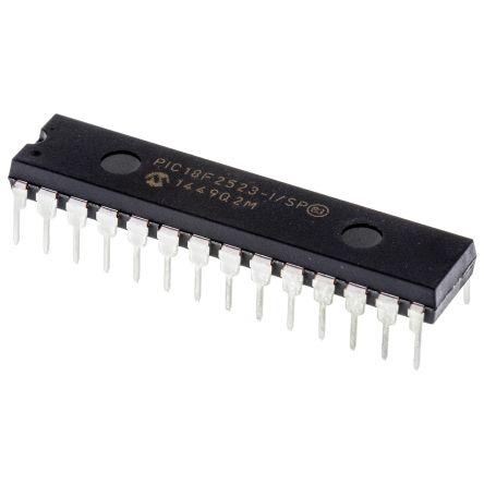 Microchip Mikrokontrolér PIC18F2523-I/SP 8 bit PIC 40 MHz 32 kB, 256 (unece.unit.AD) Blesk 1.54 kB RAM, počet kolíků: 28
