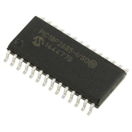 Microchip Mikrokontrolér PIC18F2685-I/SO 8 bit PIC 40 MHz 96kB Blesk 3.33 kB RAM, počet kolíků: 28 kolíkový, SOIC