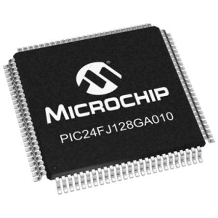 Microchip Mikrokontrolér PIC24FJ128GA010-I/PT 16 bit PIC 32 MHz 128kB Blesk 8 kB RAM, počet kolíků: 100 kolíkový, TQFP