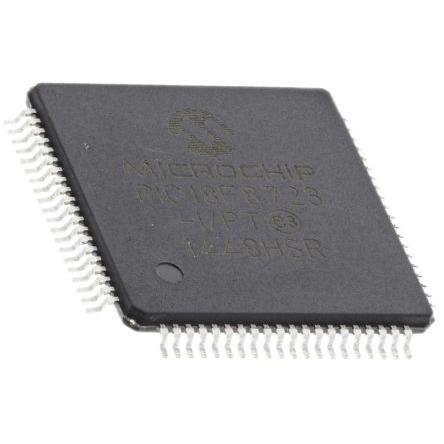 Microchip Mikrokontrolér PIC18F8723-I/PT 8 bit PIC 40 MHz 128kB Blesk 3.94 kB RAM, počet kolíků: 80 kolíkový, TQFP