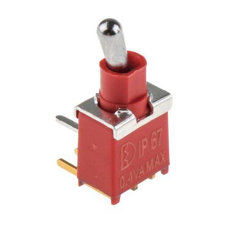 RS PRO Přepínač IP67 Montáž na plošný spoj SPDT zap-zap ovládání 400mA Průchozí otvor 15 V dc