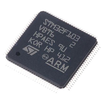 STMicroelectronics Mikrokontrolér STM32F103VBT6 32 bit ARM Cortex M3 72 MHz 128kB Blesk 20 kB RAM, počet kolíků: 100