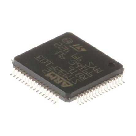 STMicroelectronics Mikrokontrolér STM32F103RBT6 32 bit ARM Cortex M3 72 MHz 128kB Blesk 20 kB RAM, počet kolíků: 64