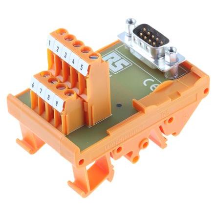 RS PRO Modul rozhraní, D-SUB, Lišta DIN, Vnější, počet kontaktů: 9, 50V 1A, délka: 45 mm