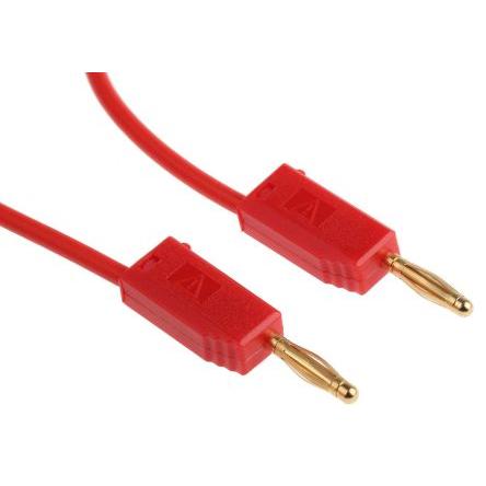Staubli Zkušební kabel s konektorem, Červená 10A, délka kabelů: 500 mm, 30 V ac, 60V dc, Polyvinylchlorid