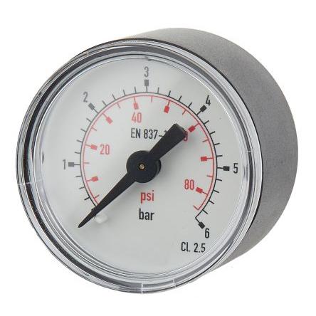Tlakoměr, přesnost: 1.6 %FS 40 mm R 1/8 in Plast ABS, 60 °C 6 bar 0 bar RS PRO