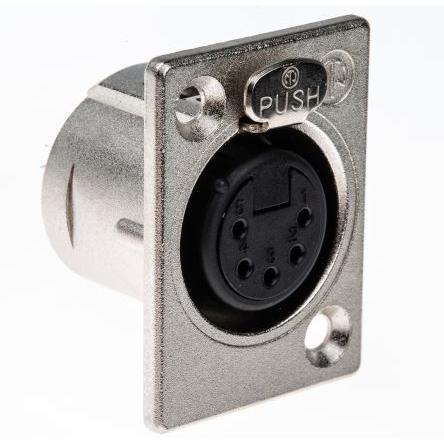 Neutrik Konektor XLR, počet kontaktů: 5, orientace těla: Rovný Vnitřní, pokovení: Stříbro přes nikl, Panel, 50V,