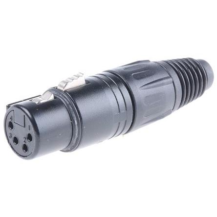 Neutrik Konektor XLR, barva Černá, počet kontaktů: 4, orientace těla: Rovný Vnitřní, pokovení: Stříbro přes nikl, Kabel,