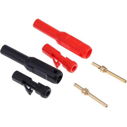 Staubli Banánek, 2 mm, Červená, Černá, Vnější Pájecí, materiál kontaktu: Mosaz, délka: 39.7 mm, pokovení kontaktu: Zlatá
