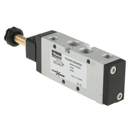 Pneumatický solenoidový ventil 5/2, řada: P2LBX G Elektromagnetický/pružina, max. průtok: 38L/min Parker