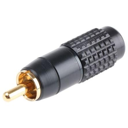 RS PRO Zástrčka RCA, orientace těla: Rovný, Černá, Kabel, pokovení: Zlatá, materiál kontaktu: Mosaz, materiál pouzdra: