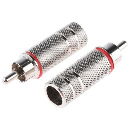 RS PRO Zástrčka RCA, orientace těla: Rovný, Červená, Kabel, pokovení: Nikl