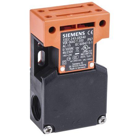 Siemens 3SE2 Spínač blokování 1 NO, 2 NC IP67 Termoplast vyztužený skelnými vlákny 230V ac 4A
