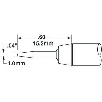 Metcal Pájecí hrot, číslo modelu: SSC 1 mm 15.2 mm Kuželovité, pro použití s: MFR-H6-SSC, SP-HC1