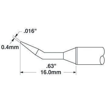 Metcal Pájecí hrot, číslo modelu: STTC 0.4 mm 16 mm 30 ° Kuželovité, pro použití s: MX-H1-AV, MX-RM3E
