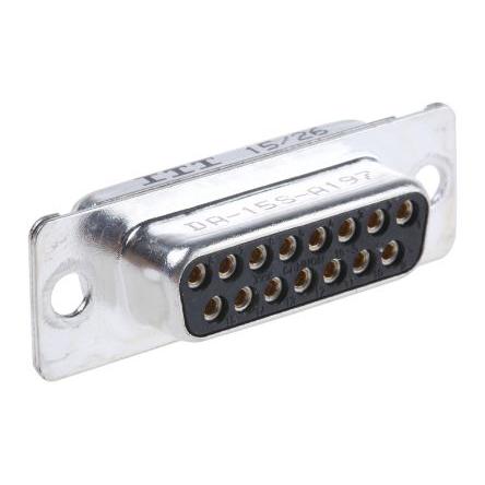 ITT Cannon Konektor D-Sub, řada: D*, počet kontaktů: 15, orientace těla: Rovný, Montáž do panelu Vnitřní, D-SUB, A,