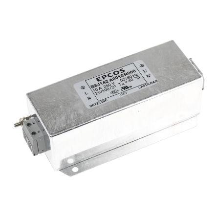 Filtr EMC, řada: B84142A, 250V ac/dc, 60Hz, Montáž na přírubu, Šroubová, 10 A, počet fází: 1, 7.9 mA, TDK, 2, 18 mΩ,